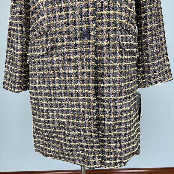 Terry Lewis Classic Luxuries Womens Plus Tweed Coat Gray Yellow Pink size 1X - Picture 3 of 14